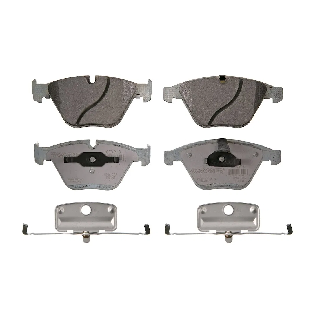 OEX918 – WAGNER BRAKE Brake Pad, FMSI Number D918-7799 Ceramic Set Of 4 With Pad Shims/ Abutment Clips/ Mounting Hard...
